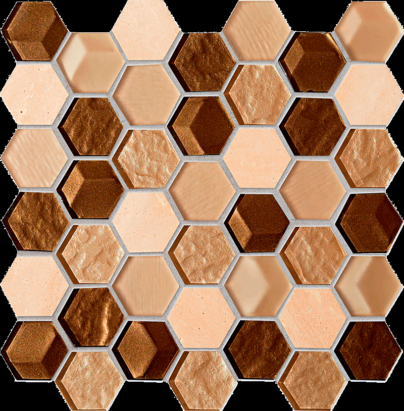 Tubadzin Elements Drops Stone Brown Hex mozaik 30x29,8 cm